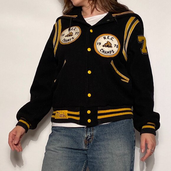 Vintage 1979 High School Varsity Jacket with NAUTICAL Sailor Hood Flap! Medium - Picture 8 of 16